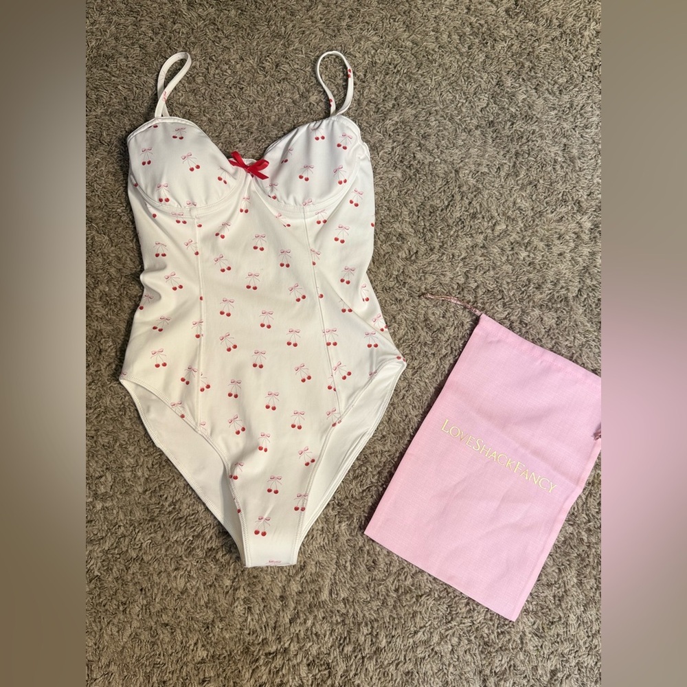 LoveShackFancy Veranda Mina One Piece | Cherry Bow Print | Dustbag | NWT | S